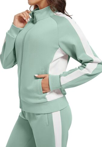 Women's Full Zip-Up Tracksuit Set Long Sleeve Casual Jogging Suits Workout Gym 2 Piece Outfits with Pockets in Saudi Arabia