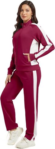 Women's Full Zip-Up Tracksuit Set Long Sleeve Casual Jogging Suits Workout Gym 2 Piece Outfits with Pockets in Saudi Arabia