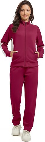 Women's Full Zip-Up Tracksuit Set Long Sleeve Casual Jogging Suits Workout Gym 2 Piece Outfits with Pockets in Saudi Arabia