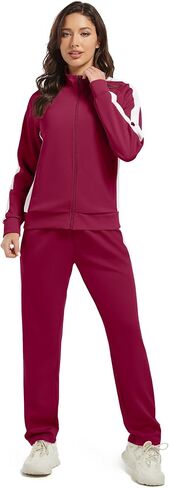 Women's Full Zip-Up Tracksuit Set Long Sleeve Casual Jogging Suits Workout Gym 2 Piece Outfits with Pockets in Saudi Arabia
