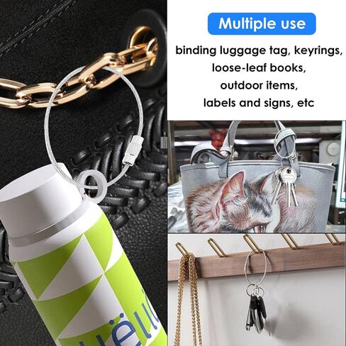 28 Pcs 6 inch 7 Mixed Color Stainless Steel Cable Wire Key Chain -Keychain Accessories - Luggage Tags Loop - ID Tag Keepers - Car Keychain - Colorful in Saudi Arabia