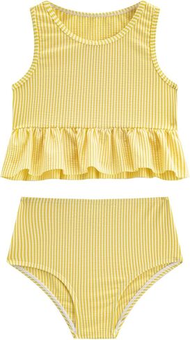 LIZENS Girls Two Piece Swimwear Striped Swimsuit for Kids Girls Swimsuit Tankini Set in Kuwait