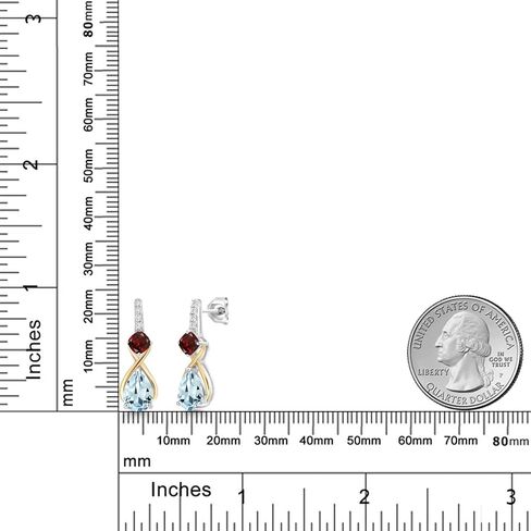 Gem Stone King 925 Sterling Silver and 10K Yellow Gold Pear Shape London Blue Topaz Yellow Citrine and White Lab Grown Diamond Dangle Earrings For Women (3.50 Cttw, Pear Shape 8X6MM) in Saudi Arabia