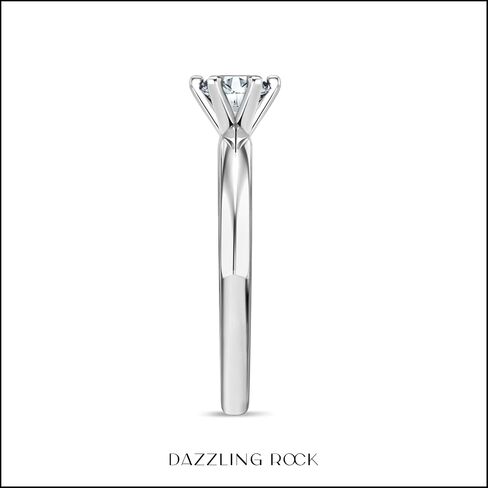 Dazzlingrock Collection 6 Prong Classic Solitaire Engagement Ring Round Moissanite or Lab Grown 1.00 Carat Diamond for Women in 925 Sterling Silver in Saudi Arabia