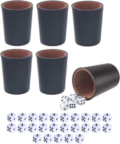 كوب نرد جلدي من Bamboo's Grocery LoKii، بطانة داخلية مبطنة باللباد تمامًا، 6 أكواب شاكر و30 نرد منقطة، حقيبة حمل واحدة، أسود وأرجواني in Kuwait