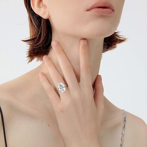 Linawe Cubic Zirconia Imitation Diamond Moissanite Rings for Women, 14K Gold/Rose Gold/Silver Adjustable Chunky Ring, Costume Rhinestone Jewelry for Wedding Engagement in Saudi Arabia
