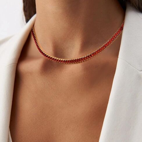 FANZE Tennis Necklaces for Women, Cubic Zirconia Necklace Choker Necklace Classic Dainty Jewelry Gifts in Kuwait