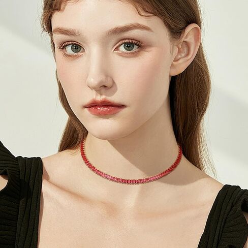 FANZE Tennis Necklaces for Women, Cubic Zirconia Necklace Choker Necklace Classic Dainty Jewelry Gifts in Kuwait