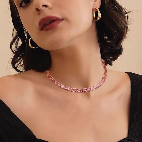 FANZE Tennis Necklaces for Women, Cubic Zirconia Necklace Choker Necklace Classic Dainty Jewelry Gifts in Kuwait