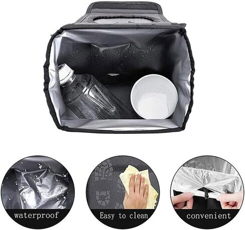 Car Trash can with Lid and Storage Pockets, Car Back seat Waterproof Car Garbage Can, Hanging Automotive Car Garbage Cans Leak Proof Vehicle Multipurpose Trash Bag Bin (Black) in Saudi Arabia