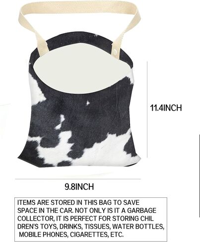 Car Garbage Can, Car Trash Bag, Car Garbage Bag, Hanging Car Trash Can for Car Accessories, Vehicle, Travelling, Camping, Cute Car Back Seat Organizer, White Black Cow Print in Kuwait