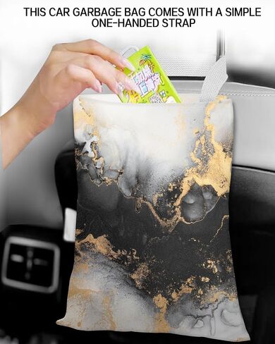 Car Garbage Can, Car Trash Bag, Car Garbage Bag, Hanging Car Trash Can for Car Accessories, Vehicle, Travelling, Camping, Cute Car Back Seat Organizer, White Black Cow Print in Kuwait