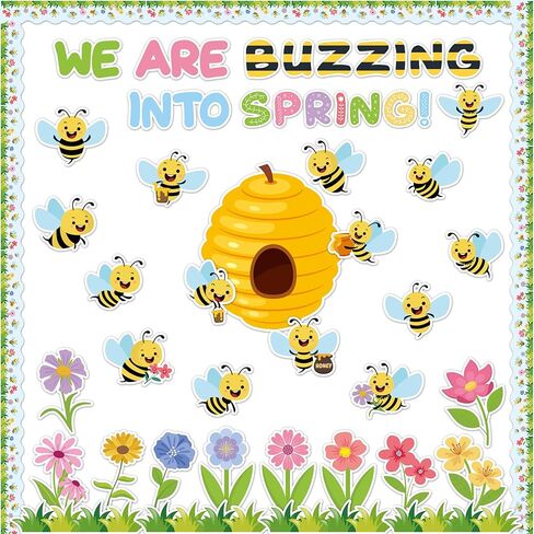 CPicdn 110 قطعة من لوحة إعلانات النحل الصيفية لتزيين الفصل الدراسي، صفنا لا يصدق، قطع لطيفة لخلية النحل، علامات الاسم، زخرفة الحدود، العودة إلى المدرسة، لوازم حفلات الصيف، ديكور جدار السبورة للفصل الدراسي in Kuwait