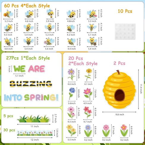 CPicdn 110 قطعة من لوحة إعلانات النحل الصيفية لتزيين الفصل الدراسي، صفنا لا يصدق، قطع لطيفة لخلية النحل، علامات الاسم، زخرفة الحدود، العودة إلى المدرسة، لوازم حفلات الصيف، ديكور جدار السبورة للفصل الدراسي in Kuwait