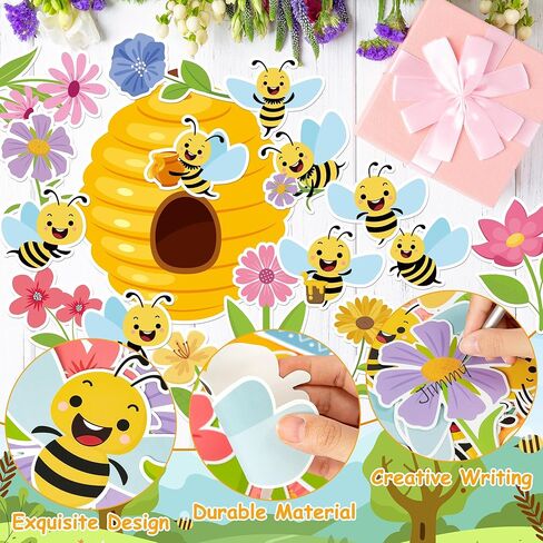CPicdn 110 قطعة من لوحة إعلانات النحل الصيفية لتزيين الفصل الدراسي، صفنا لا يصدق، قطع لطيفة لخلية النحل، علامات الاسم، زخرفة الحدود، العودة إلى المدرسة، لوازم حفلات الصيف، ديكور جدار السبورة للفصل الدراسي in Kuwait