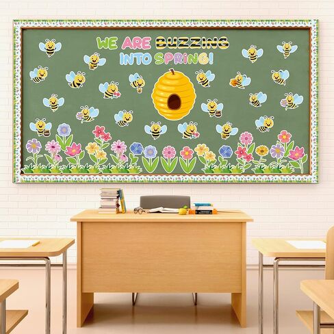 CPicdn 110 قطعة من لوحة إعلانات النحل الصيفية لتزيين الفصل الدراسي، صفنا لا يصدق، قطع لطيفة لخلية النحل، علامات الاسم، زخرفة الحدود، العودة إلى المدرسة، لوازم حفلات الصيف، ديكور جدار السبورة للفصل الدراسي in Kuwait