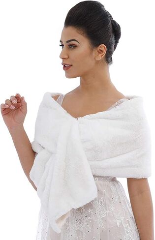 Gangel Long Faux Fur Shawl Wraps Bridal Winter Bolero Wedding 1920 Shrug(1pc) in Kuwait