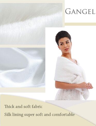 Gangel Long Faux Fur Shawl Wraps Bridal Winter Bolero Wedding 1920 Shrug(1pc) in Kuwait