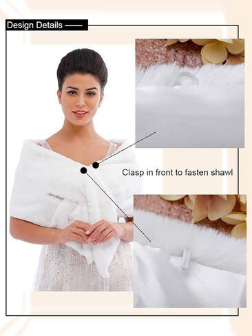 Gangel Long Faux Fur Shawl Wraps Bridal Winter Bolero Wedding 1920 Shrug(1pc) in Kuwait