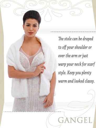 Gangel Long Faux Fur Shawl Wraps Bridal Winter Bolero Wedding 1920 Shrug(1pc) in Kuwait