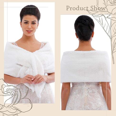 Gangel Long Faux Fur Shawl Wraps Bridal Winter Bolero Wedding 1920 Shrug(1pc) in Kuwait