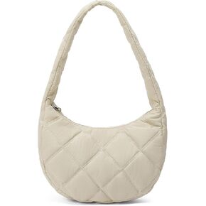 Quilted Puffer Tote Bag for Women Small Shoulder Bag with Zipper Puffy Bubble Hobo Handbags Bag Carryall Bag Puff Purse
