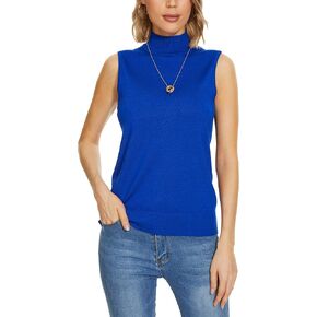 INKOFF Sleeveless Mock Neck Tops for Women Knit Sweater Turtleneck Soft Basic Vest Tank Lightweight S
