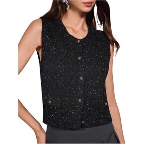 MakeMeChic Women's Crew Neck Button Down Sweater Vest Sleeveless Knitwear Vests
