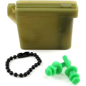 Vanguard Military Ear Plugs with Chain and Case (Green, Small)