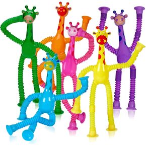 LED Telescopic Suction Cup Giraffe Toys 6PACK Shape Changing Educational Fidget Toys Child Fun Interaction Sensory Toys ADHD Autistic Stimulating Creative Learning - Anxiety Imaginative Play