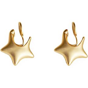 Channel V Gold Frosted Pentagram Clip on Earrings Small Cute Star Non Pierced Earring for Women Five-pointed Star Ear Clips