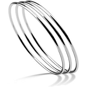 Bohemian Women 925 Sterling Silver Bracelet Minimalist Glossy 3/6/9 Combined Bracelet 60-65MM Original Silver Bangle PartyJewelry Gift
