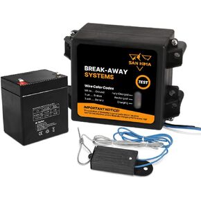 SanHima Trailer Brakes Breakaway Kit w/Switch & 12V 5AH Battery Built-in Charger, LED Indicator, for Trailer Caravan Towable RV Vehicle
