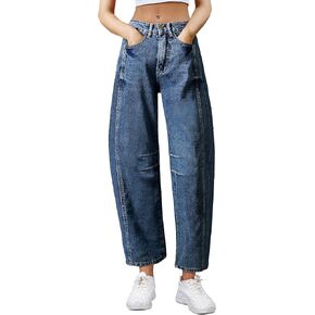 Women's Barrel Jeans for Women Wide Leg Mid Rise Jeans Baggy Loose Trendy Denim Ankle Pants Jeans Boyfriend Jeans