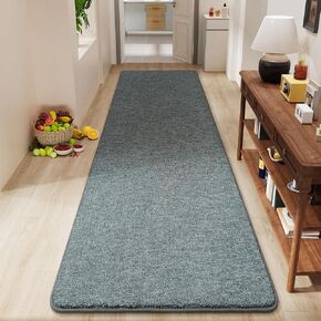 Amearea Hallway Runner Rug 2x8 Modern Soft Area Rug, Chic Color Washable Rugs, Runner Rug for Hallway, Kitchen, Bedroom, Living Room, Non Slip Fluffy Carpet Home Decor, Grey and Green