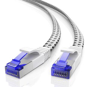 Cat 7 Ethernet Cable 0.6 ft - with a Flat, Space-Saving Design High-Speed Internet & Network LAN Patch Cable, RJ45 Connectors - 0.6ft / Blue - Perfect for Gaming, Streaming, and More