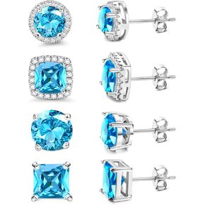 MILACOLATO Cubic Zirconia Stud Earrings for Women Men | 18K Gold Plated Hypoallergenic Sterling Silver Post Earrings | Big Brilliant Simulated Diamond CZ Halo Stud Earrings for Sensitive Ears