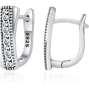 ADMETUS Celtic Knot Hoop Earrings 925 Sterling Silver Leverback Hoop Earrings Huggie Earrings Jewelry Gifts for Men Women with Gift Box