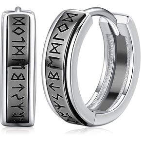Odinstone Viking Earrings for Men Women, Norse Viking Rune Hoop Celtic Knot Earrings 925 Sterling Silver Huggie Hoops Earrings Jewelry Gift in Kuwait