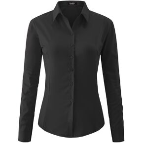 jonivey Womens Long Sleeve Button Down Stretch Dress Shirt Soft Wrinkle Free Work Casual Business Office Blouse