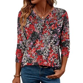 Long Sleeve Shirts for Women Fashion V Neck Basics Casual Top Fitted Tunic Tops in Kuwait