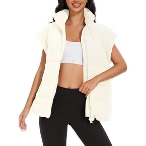 Esmeling Womens Winter Sleeveless Puffer Vest Stand Collar Insulated Padded Puffy Gilet Jackets with Pockets
