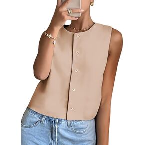 EVALESS Vest for Women 2025 Button Down Sleeveless Blazer Suit Vest Cropped Waistcoat Spring Summer Casual Outfits