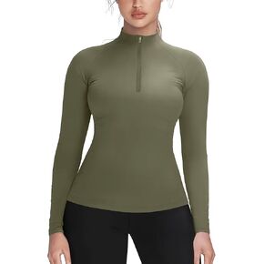 Zengjo Womens 1/4 Zip Pullover Athletic Slim-Fit Long Sleeve Workout Top Quarter-Zip Running Yoga Jacket Lightweight