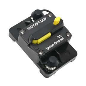Waterproof 30 Amp Manual Reset Circuit Breaker for Car Marine Trolling Motors Boat ATV, 12V-48V DC