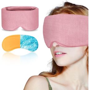 Sleep Mask for Women Men 100% Handmade Cotton - Eye Mask Sleep with Double Thickened Nose Wing for Fully Light Blocking