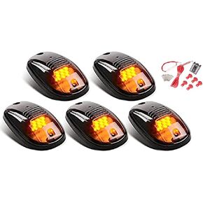 5 X Cab Marker Light, Compatible with 2003-2018 Dodge Ram 1500 2500 3500 4500 5500 Pickup Trucks Smoke Lens White 24 LED Housing Cab Roof Running Lights, Top Light Harness w/Wiring Pack