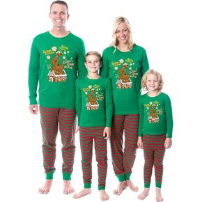 INTIMO Scooby-Doo Christmas Gingerbread House Winter Candy Tight Fit Cotton Matching Family Pajama Set