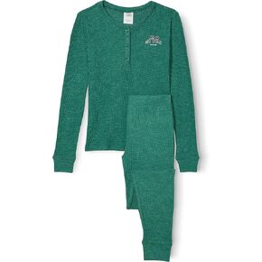 Happy Nation Girls Cozy Thermal Sleep Set, Pine