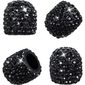 4 PCS Bling Diamond Valve Stem Caps, Black Sparkling Handmade Crystal Rhinestone Car Tire Valve Caps, Universal Wheel Tire Valve Stem Protective Covers for Cars SUVs Trucks Motorcycles Bikes
